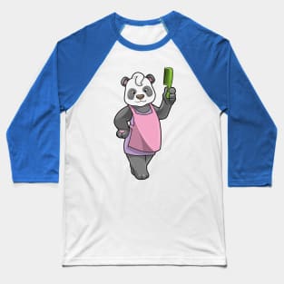 Panda as Hairdresser with Comb Baseball T-Shirt